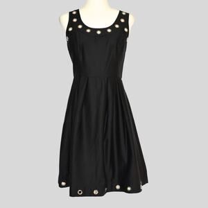 Calvin Klein Cotton Silver Grommet Fit Flare Dress Black Size 6